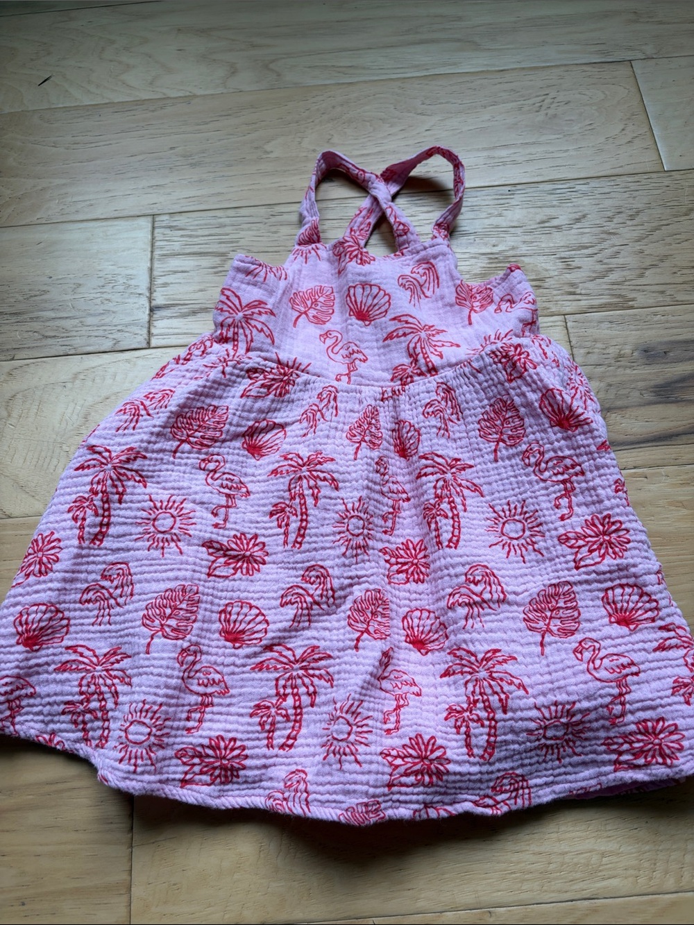 Andy & Evan Pink Sundress with Red Tropical Print